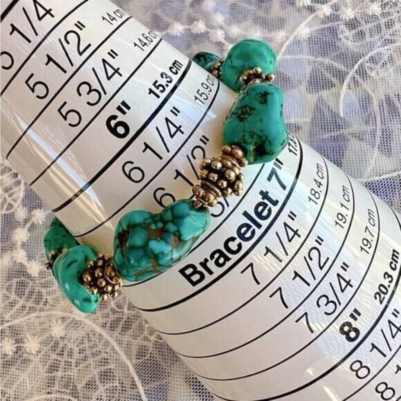 Vintage Turquoise & Sterling Nugget Bracelet - Picture 8 of 9